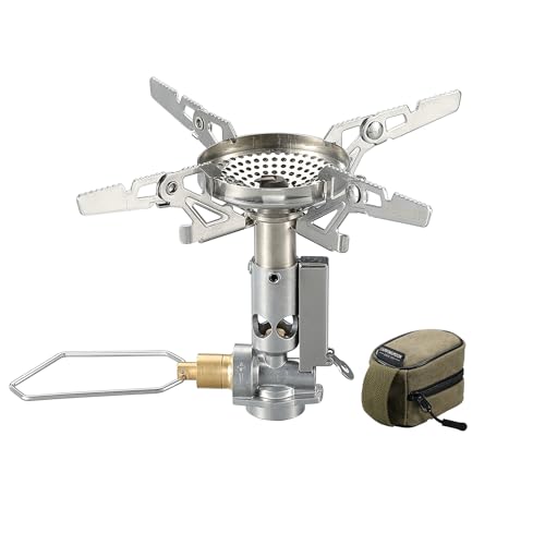 CAMPINGMOON Canister Top Stove Portable Compact Foldable w/Micro Regulator w/4Flex w/igniter XD-2F (Silver)