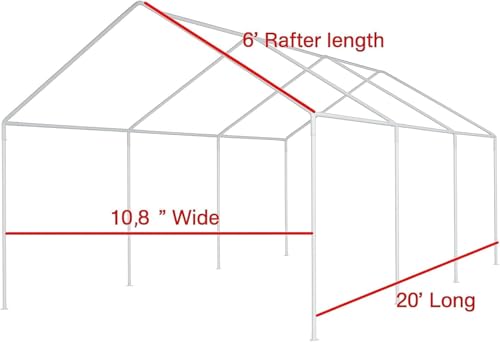 10X20 Canopy Tarp Carport (Front Panel) - color: Front Panel Beige