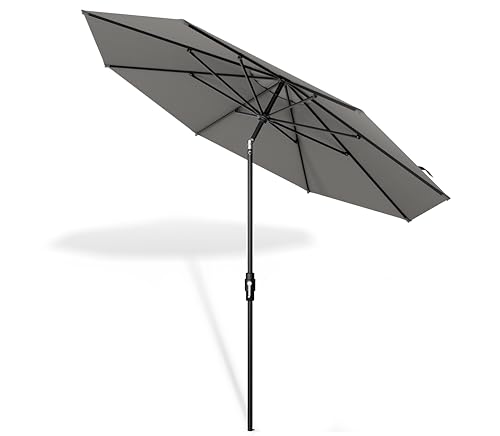 Midtown Umbrellas – The Swilt 8 Ft Patio Umbrellas with 360° Swivel & Tilt Mechanism, 8 Fiberglass Ribs & Terylast Polyester Fabric for Backyard, Deck, Pool & Cafes - Charcoal Canopy, Black Pole - color: Terylast Charcoal, size: 8 Feet