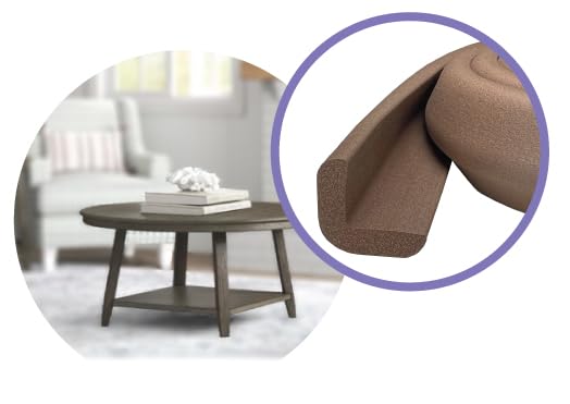 Kidkusion Baby Proof Edge Guards for Safety | Made in The USA | 36 Feet | Brown | Edge Protectors for Furniture, Tables, Fireplaces | Heavy Duty Tape Included