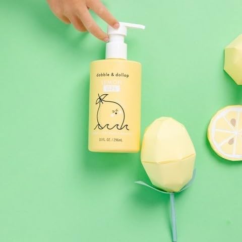 Dabble & Dollop Lemon Body Wash & Shampoo – 3-in-1 Natural Bubble Bath for Kids, Made in USA, No Parabens or Sulfates, Vegan, Gluten-Free, Tear-Free (10oz, Pack of 2)