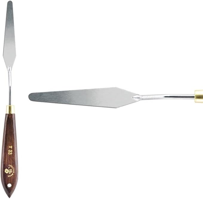 Creative Mark Stainless Steel Palette Knife Painting Tools - Paint Palette with Wooden Handle - Variety of Shapes and Sizes - 33T, 3-1/8 in