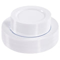 Fijinhom 100PCS White Disposable Plates for 50 Guests Including 50PCS 10" Dinner Plates & 50PCS 7" Dessert Plates, White - color: White, size: 50 Guests-100pcs