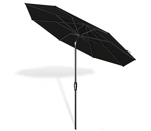 Midtown Umbrellas – The Swilt 10 Ft Patio Umbrellas with 360° Swivel & Tilt Mechanism, 8 Fiberglass Ribs & Terylast Polyester Fabric for Backyard, Deck, Pool & Cafes - Ebony Canopy, Black Pole - color: Terylast Ebony, size: 10 Feet
