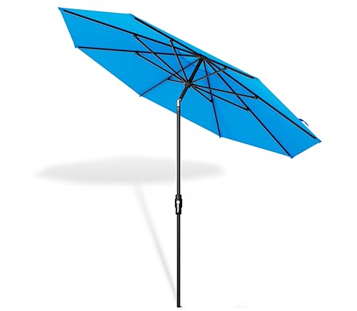 Midtown Umbrellas – The Swilt 10 Ft Patio Umbrellas with 360° Swivel & Tilt Mechanism, 8 Fiberglass Ribs & Terylast Polyester Fabric for Backyard, Deck, Pool & Cafes - Cobalt Canopy, Black Pole - color: Terylast Cobalt, size: 10 Feet