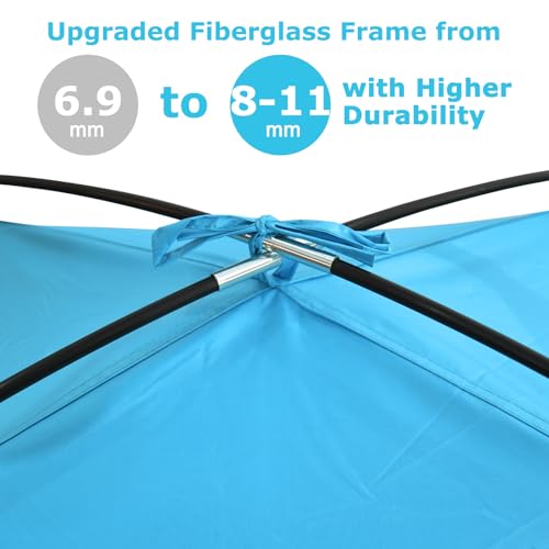 COMMOUDS Beach Tent Sun Shade for 3/4/6/8 Person, UPF 50+ Beach Sun Shelter Canopy Tent, Lightweight, Easy Set Up and Carry - color: Sky Blue with Dark Shelter, size: 4 Person