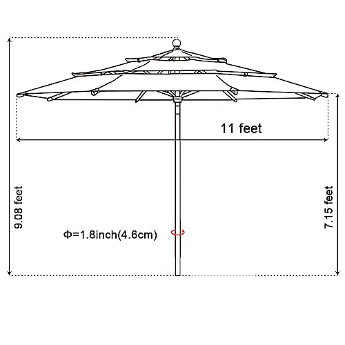 EliteShade USA 10-Year-Non-Fading 11ft 3-Tier Market Patio Umbrella, Commercial Grade Outdoor Table Umbrella with Cylinder Push-Up, Windproof & UPF 50+ UV Protection, Heavy Duty Ventilation for Garden, Deck, Pool, Backyard, Beach & Bistro, Sunflower Yello