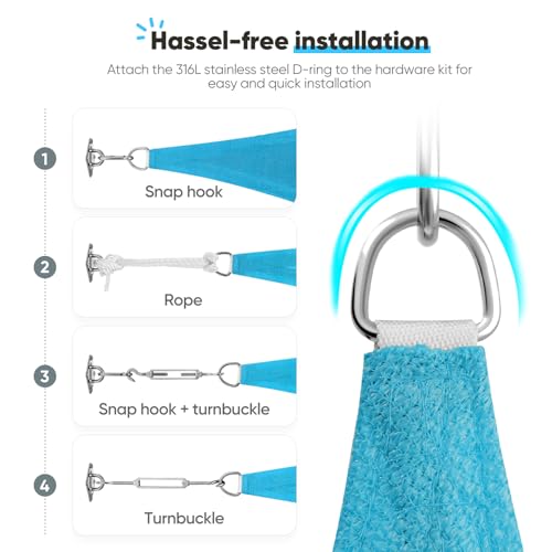 Quictent 12x16ft 185G HDPE Rectangle Sun Shade Sail Canopy 98% UV Block Outdoor Patio Garden with Hardware Kit (Turquoise) - color: Turquoise, size: 12 x 16 ft, style: Rectangle