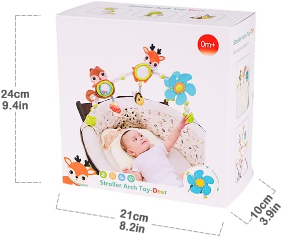 Adjustable Arch Bassinet Toys for Infant & Toddlers, Stroller Arch, Baby Crib Toys with Fascinating Hanging for Stimulating Baby’s Senses and Developing Motor Skills