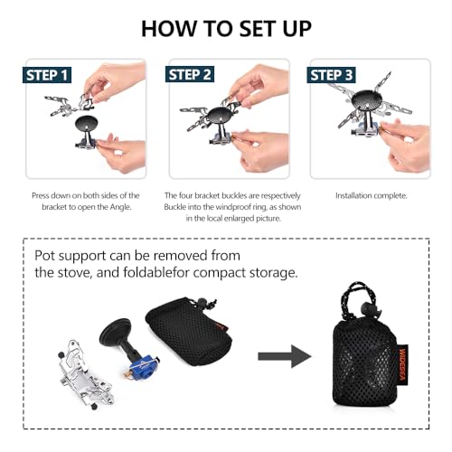 Widesea Portable Camping Stove with Canister Stand & 4 Detachable Legs Mini 3300W Power Backpacking Stove with Electronic Ignition Ultralight Compact for Outdoor Cooking, Hiking, Picnics - style: STOVE & TRIPOD