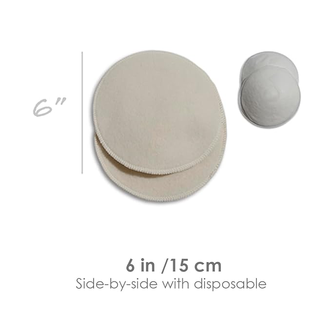 Soothingly Soft Merino Wool Nursing Pads, Style Softline, Extra Thickness, 6 in. Diameter