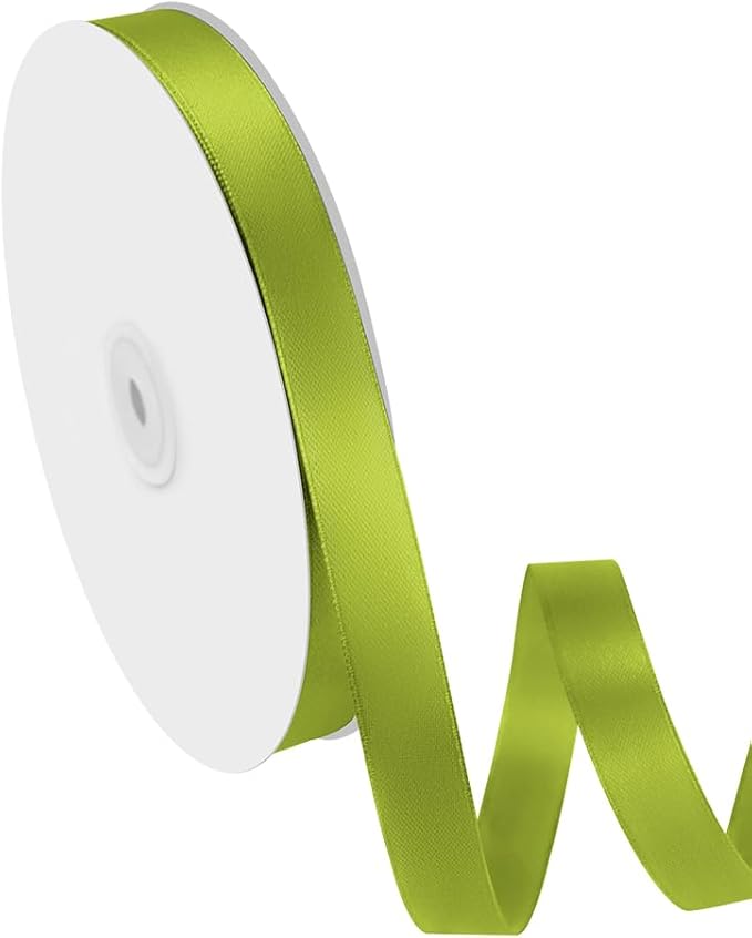 5/8" Width x 100 Yards Satin Ribbon, Olive Green Ribbon Perfect for DIY Craft, Bows, Gift Wrapping, Flower Bouquet, Valentine's Day, Christmas and Party Decoration