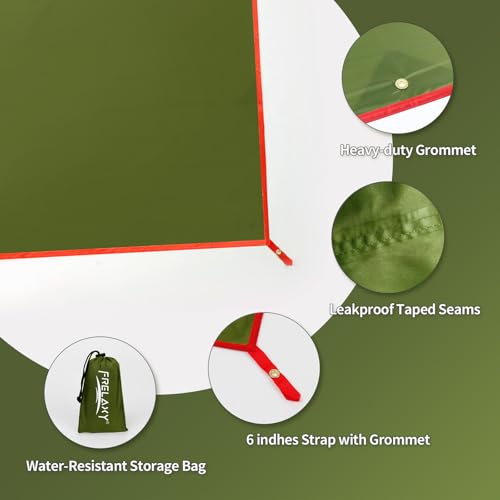 Frelaxy Tent Footprint, Waterproof Camping Tarp, Durable Tent Floor to Elevate Your Camping, Hiking, Backpacking, Hammock, Beach Experience - color: Army Green, size: 1 Person—33'' x 80''