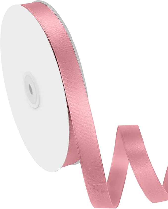 5/8" Width x 100 Yards Satin Ribbon, Pink Ribbon Perfect for DIY Craft, Bows, Gift Wrapping, Flower Bouquet, Valentine's Day, Christmas and Party Decoration