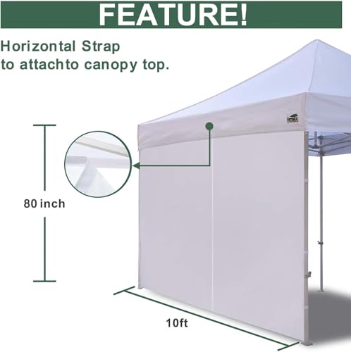 Eurmax USA 10FT Instant Canopy SunWall with Middle Zipper, Removeable Sidewall for Pop Up Canopy Tent,1 Pack Wall Only (White) - color: White, size: 10x6.7ft