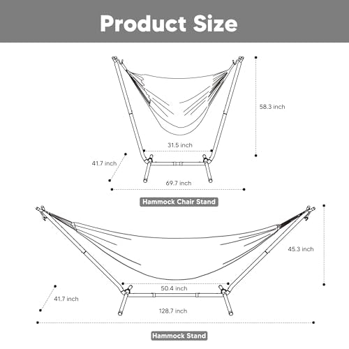 SUNCREAT 2-in-1 Convertible Backyard Fabric Hammock with Stand, Large Hammocks for Outside, Blue Stripes - color: A-blue Stripes