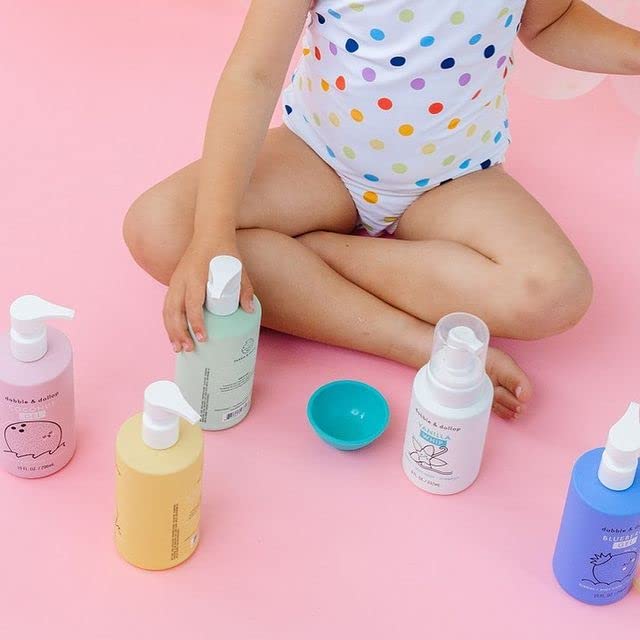 Dabble & Dollop Blueberry + Vanilla Body Wash & Shampoo – 3-in-1 Natural Bubble Bath for Kids, Made in USA, No Parabens or Sulfates, Vegan, Gluten-Free, Tear-Free (2-Pack)