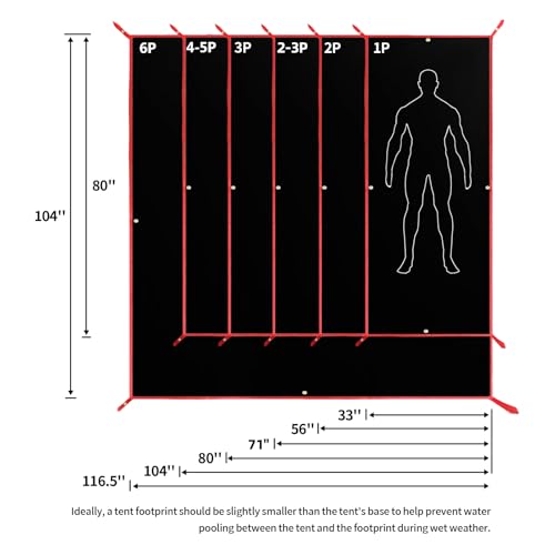 Frelaxy Tent Footprint, Waterproof Camping Tarp, Durable Tent Floor to Elevate Your Camping, Hiking, Backpacking, Hammock, Beach Experience - color: Black, size: 2 Person—56'' x 80''