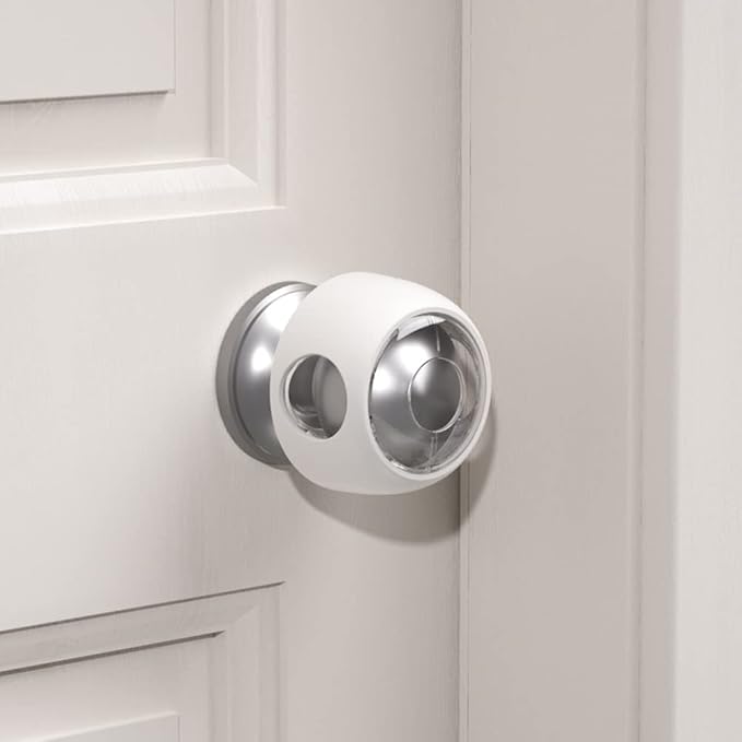 EUDEMON 4 Pack Updated Door Knob Cover Baby Safety Door Lock Childproof Safety Cover Door Handle Cover for Kids Safety (Clear-White)