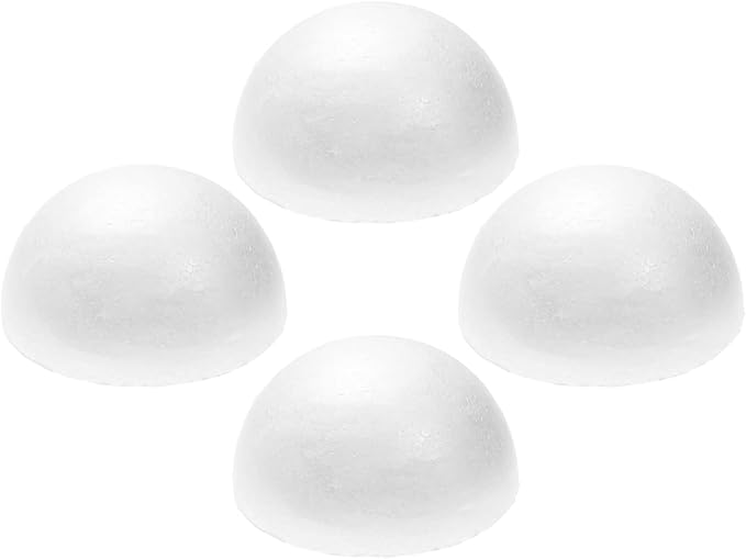 8" Craft Foam Half Ball - Smooth Half Foam Polystyrene Balls for Craft and Project, Pack of 4