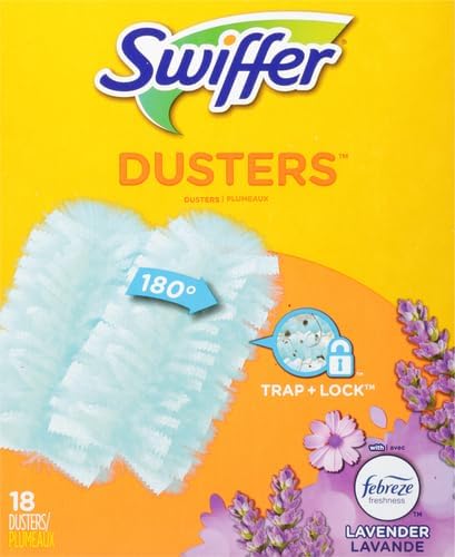 Swiffer Dusters, Ceiling Fan Duster, Multi Surface Refills with Febreze Lavender, 18 Count (Pack of 2)