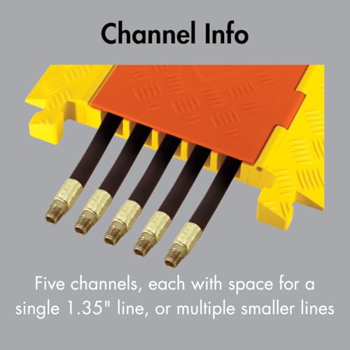 Checkers 5 Channel Industrial Drive Over Cable Protector for 1.25" Lines, 40k/Axle Load Capacity Hose and Cable Ramp for Heavy Duty Equipment, Made in The USA, Yellow/Orange, CP5X125-Y/O - size: 40k/Axle Load Capacity, style: Straight