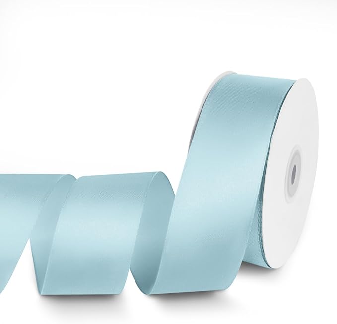 1-1/2" x 50 Yards Satin Ribbon - Light Blue Silk Ribbon with Spool - Ideal for Gift Wrapping, Floral Bouquets, Crafts, Wedding Party Decorations, Christmas and Sewing Projects
