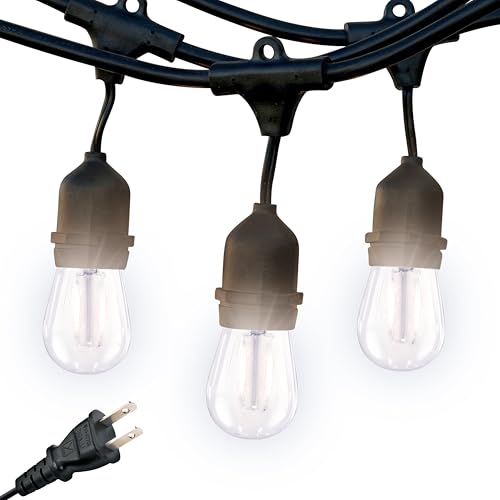 Brightech Ambience Pro - 24 Ft Waterproof LED Outdoor String Lights - Hanging, Dimmable 2W Vintage Edison Bulbs - Commercial Grade Patio Lights Create Cafe Ambience in Your Backyard, 7 Bulbs - style: 24 Foot - Neutral White (3000K)