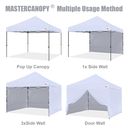 MASTERCANOPY Heavy Duty Pop-up Canopy Tent with Sidewalls (10x10,White) - color: White, size: 10x10