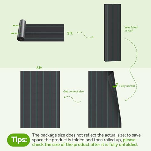 iropro 6ftx300ft Landscape Fabric 3.2oz Weed Barrier Fabric, Woven Weed Barrier Fabric Heavy Duty, Weed Control Cloth Geotextile for Underlayment, Gardening, Commercial Driveway Weed Block Cover Mat - size: 6ft x300ft