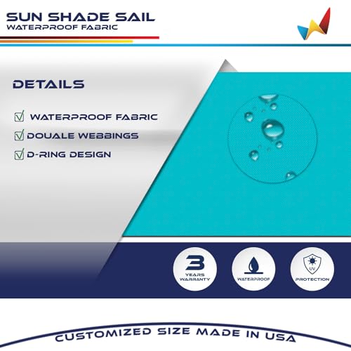 Windscreen4less 5'x5'x5' Waterproof Sun Shade Sail Triangle Shade Canopy Cover UV Block for Backyard Patio Deck Balcony Pergola Garden (Turquoise) - color: Turquoise, size: 5' x 5' x 5'