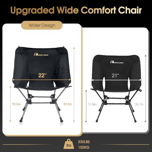MOON LENCE High Back Folding Camping Chairs, Height-Adjustable, Widened Seat, for Beach with Anti-Sinking Feet (Onyx-Plus) - color: Onyx-plus