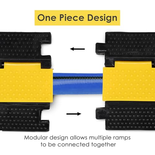 Yescom Cable Ramp Protector 1 Channel Garden Hose Protecitive 22000 Lbs Load Capacity Heavy Duty Speed Bump for Road Driveway Walkway - size: 2.4"h - 1 Channel