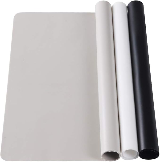 3 Pack Silicone mat Large Silicone Sheets for Crafts, Liquid, Resin Jewelry Casting Molds Mat, Silicone Placemat 15.7” x 11.8” (Black & Gray & Beige)