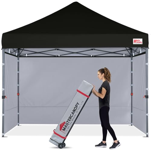 MASTERCANOPY Heavy Duty Pop-up Canopy Tent with Sidewalls (8x8,Black) - color: Black, size: 8x8