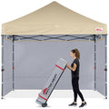 MASTERCANOPY Heavy Duty Pop-up Canopy Tent with Sidewalls (8x8,Beige) - color: Beige, size: 8x8