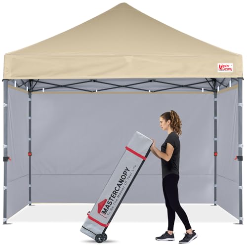 MASTERCANOPY Heavy Duty Pop up Canopy Tent with Sidewalls (10x10,Beige) - color: Beige, size: 10x10