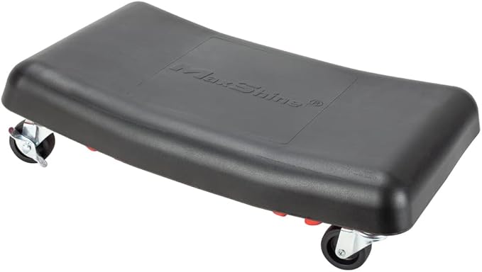 Maxshine 2-in-1 Modular Detailing Creeper Seat V2 | Rolling Creeper with Removable Cushion & Tool Tray | Heavy-Duty Polyethylene & Steel Frame, 4” Wheels | Complete Set (Black)