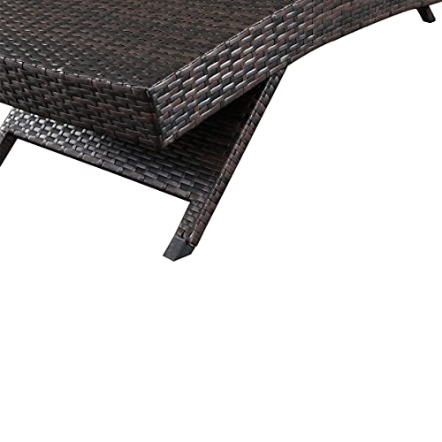 79'' Long Reclining Chaise Lounge Set (Set of 1), Outdoor Wicker Reclining Lounge Chair Patio Rattan Double Chaise Lounge Lawn Sunbathing Chairs Beach Pool Backrest Recliners (Set of 1) - color: 1 Chair
