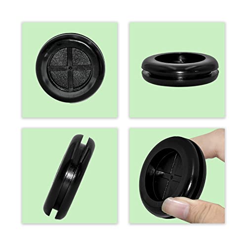 Flyshop 4-Pack Round Rubber Hole Plugs, 30 mm 1-3/16" Drill Hole, 25 mm 1" ID, Black Double-Sided Synthetic Rubber Grommets Wire Protection - size: 1-3/16" (Drill Hole Size)