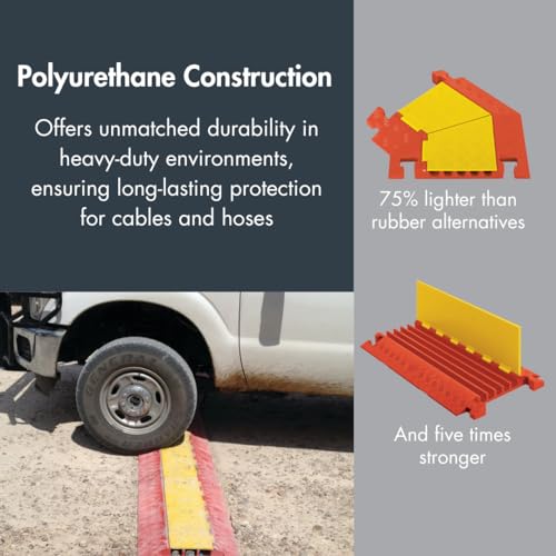 Checkers 5 Channel Industrial Drive Over Cable Protector End Capsfor 1.25" Lines, 40k/Axle Load Capacity Hose and Cable Ramp for Heavy Duty Equipment, Made in the USA, Orange, CPEC5X125-O - size: 40k/Axle Load Capacity, style: End Caps