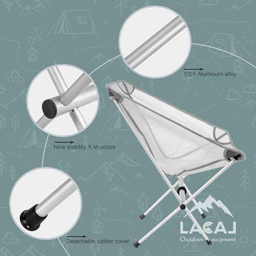 G2 GO2GETHER Ultra-Light Folding Camping Chair, All-Aluminum Frame, Surper Breathable Fabric, Easy to Carry, Compact Storage Size (1, Grey) - color: Grey