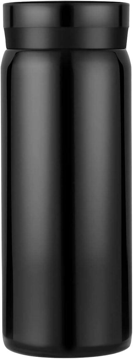Mini Thermos Cute Water Bottle - 7 oz Tiny Insulated Vacuum 18/10 Stainless Steel Small Flask - Leak Proof & Spill Proof & Keeps Cold and Hot for Drink, Coffee, Tea - Black