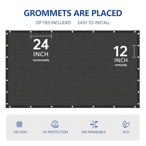 Buzzbazaar 7' x 9' Black Heavy Duty Privacy Fence Screen - Commercial Grade Shade Cover with Brass Grommets, Outdoor Wind Block & Yard Barrier, Customizable Size