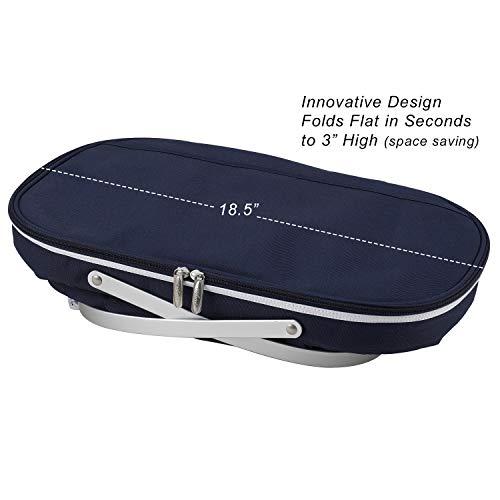 Army Black Knights Licensed Patented Collapsible Insulated Picnic Basket Equipped with Service for 4- Designed and Assembled in USA