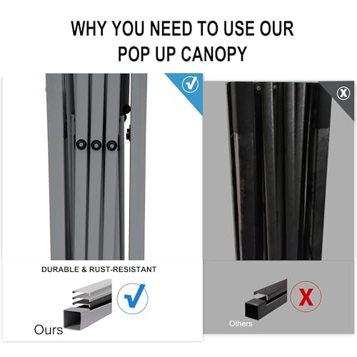 SANWAY 10x10 Pop up Canopy Tent, One-Button, Outdoor Instant Canopy Protable for Events, Camping, Parties, Vendor, Beach Tent - White - color: White