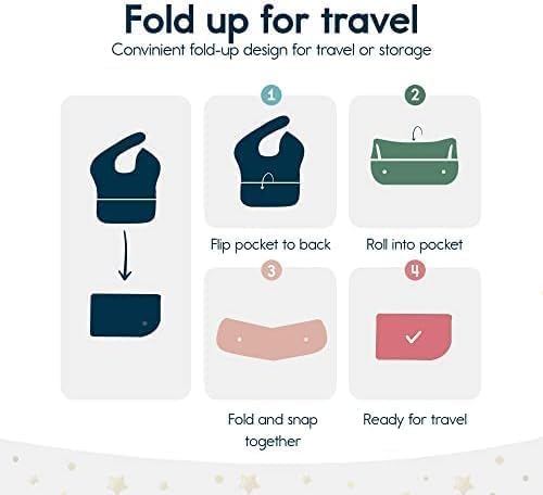 Tiny Twinkle Mess-Proof Baby Bib - Waterproof Bib for Baby Girl or Boy- Machine Washable - Adjustable Closure - PVC, BPA, & Phthalate Free - Great for Travel - Baby Food Bibs (3 Pack,Christmas)