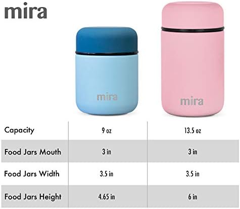 MIRA Insulated Food Jar Thermo for Hot Food & Soup, Compact Stainless Steel Vacuum Lunch Container for Meals To Go - 13.5 oz, Teal