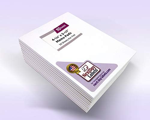 Memo Pads - Note Pads - Scratch Pads - Writing Pads - 10 Pads with 50 Sheets in Each Pad (4.25 x 5.5 inches)