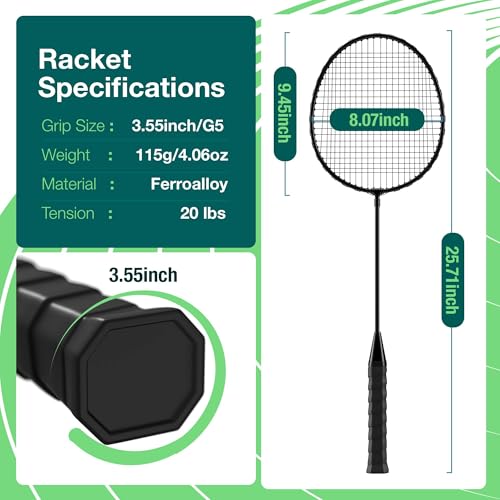 AboveGenius Badminton Rackets Set, Lightweight & Durable Badminton Set (Includes 6/12 Racquets, 6/12 Birdies), Outdoor Backyard & School Games for Adults, Teens, Families and Beginners - style: 2 Color 6 Rackets 6 Birdies